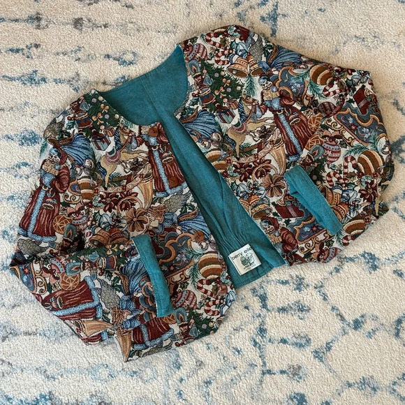 Vintage Reversible handmade tapestry canvas jacket - Size L - made in Canada - Picture 11 of 13